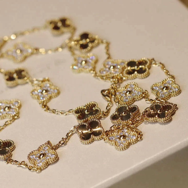 [Stars Jewelry]CLOVER 20 MOTIFS LASER DIAMOND NECKLACE