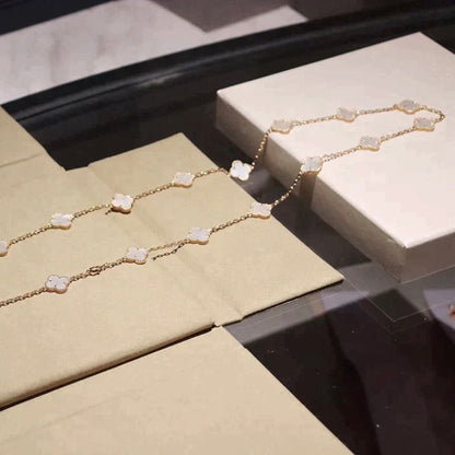 [Stars Jewelry]CLOVER 20 MOTIFS WHITE MOP NECKLACE