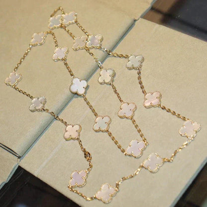 [Stars Jewelry]CLOVER 20 MOTIFS WHITE MOP NECKLACE