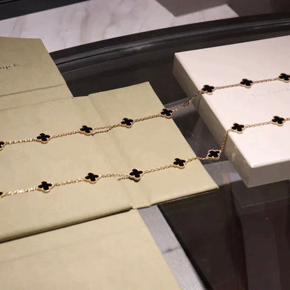 [Stars Jewelry]CLOVER 20 MOTIFS ONYX NECKLACE