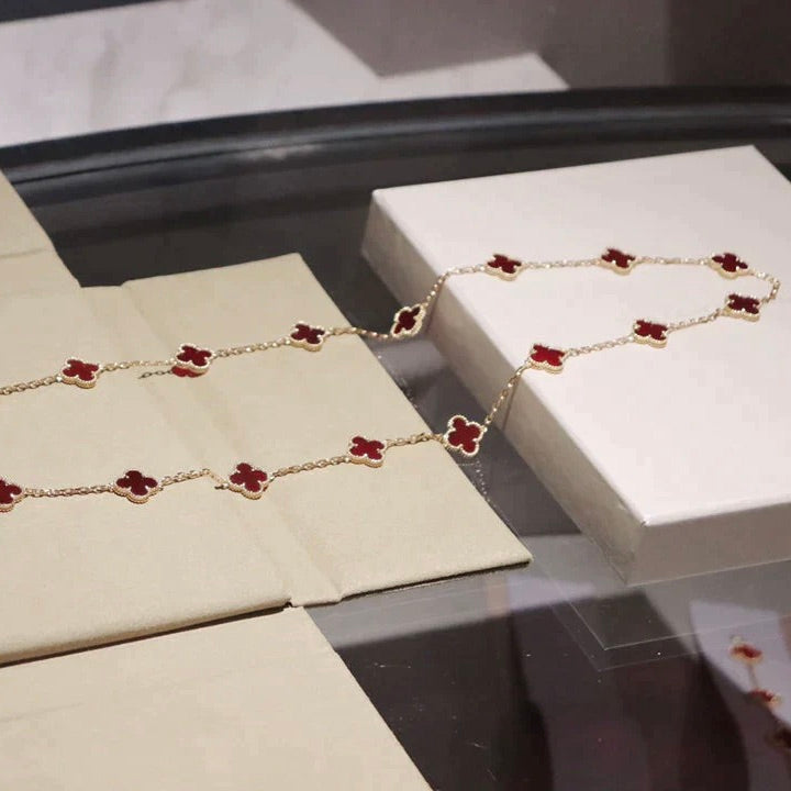 [Stars Jewelry]CLOVER 20 MOTIFS CARNELIAN NECKLACE