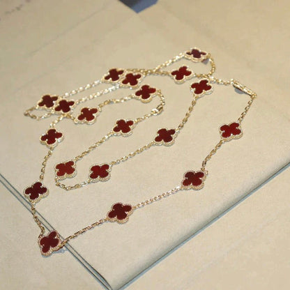 [Stars Jewelry]CLOVER 20 MOTIFS CARNELIAN NECKLACE