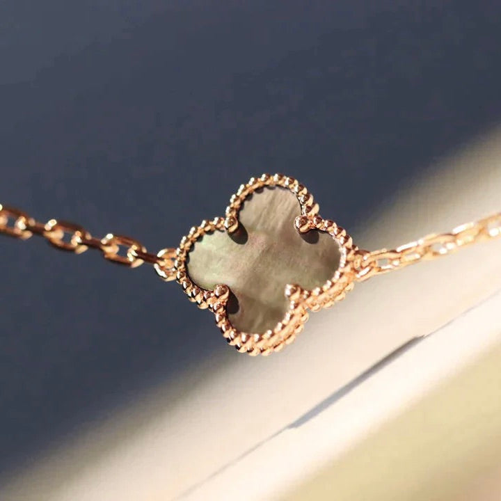 [Stars Jewelry]CLOVER 20 MOTIFS DARK MOP DIAMOND  NECKLACE