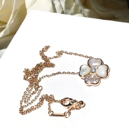 [Stars Jewelry]CLOVER MOP DIAMOND ROSE GOLD NECKLACE