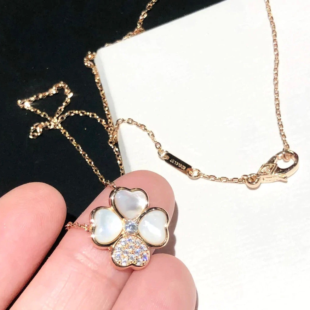 [Stars Jewelry]CLOVER MOP DIAMOND ROSE GOLD NECKLACE