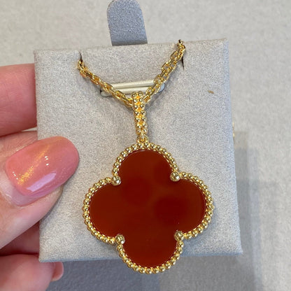 [Stars Jewelry]CLOVER 25MM NECKLACE GOLD CARNELIAN
