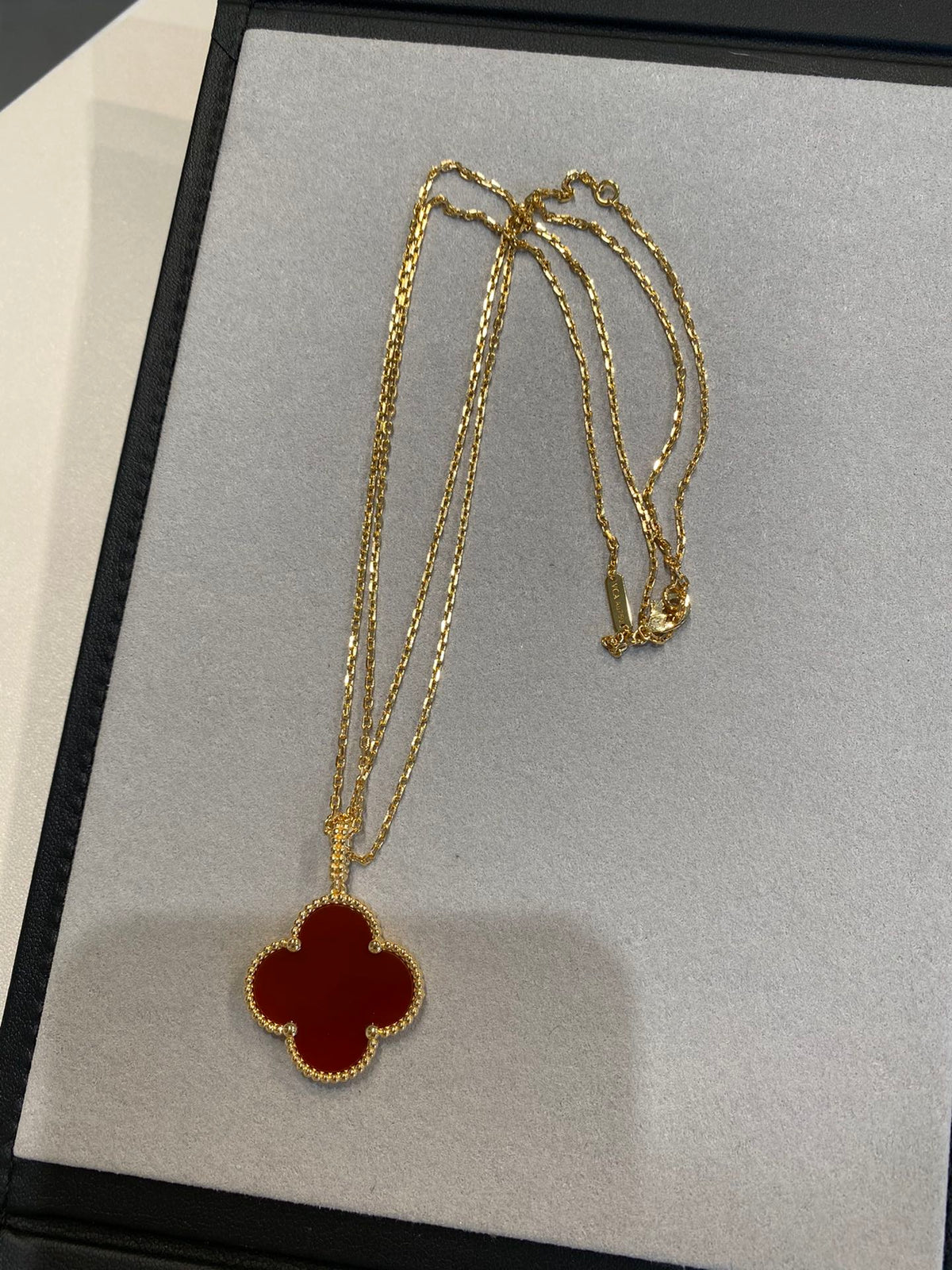 [Stars Jewelry]CLOVER 25MM NECKLACE GOLD CARNELIAN