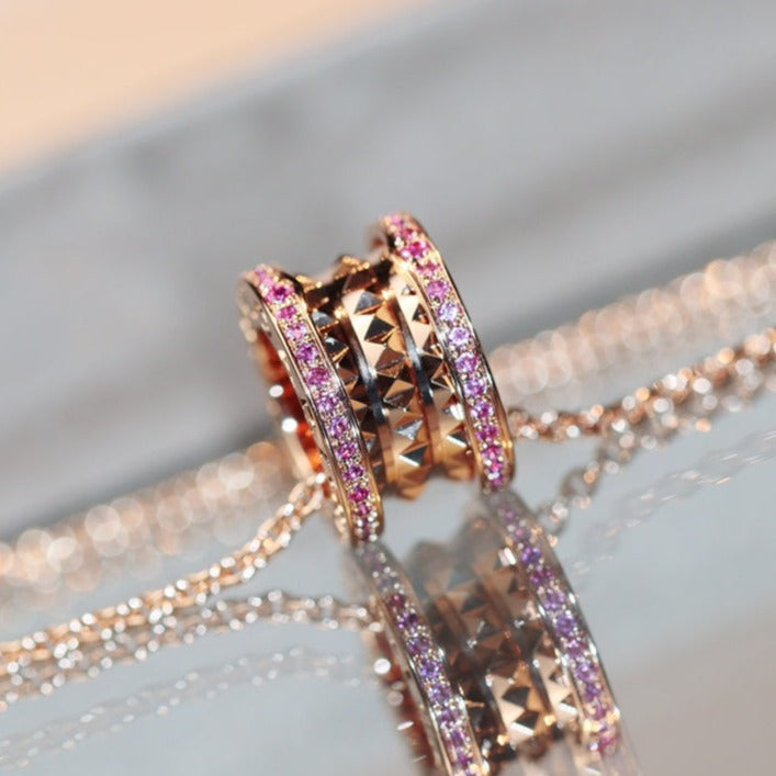 [Stars Jewelry]ZERO 1 ROCK PINK GOLD PINK DIAMOND NECKLACE