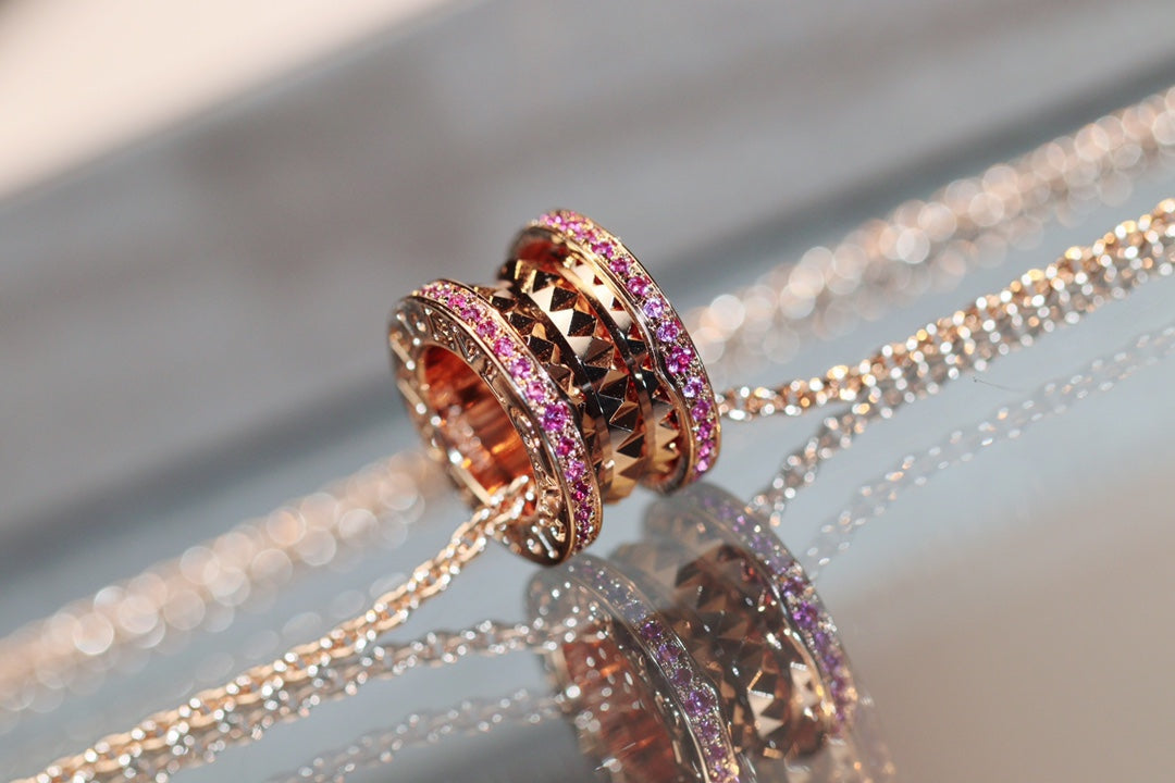 [Stars Jewelry]ZERO 1 ROCK PINK GOLD PINK DIAMOND NECKLACE