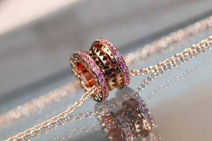 [Stars Jewelry]ZERO 1 ROCK PINK GOLD PINK DIAMOND NECKLACE