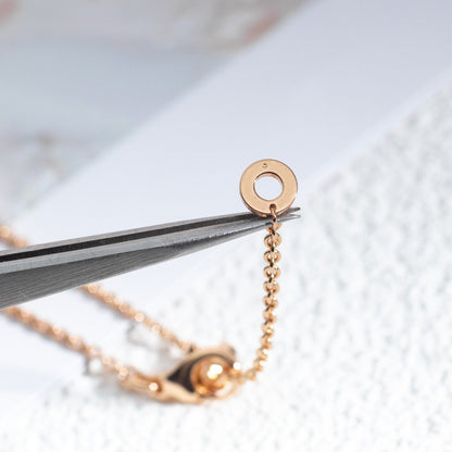 [Stars Jewelry]ZERO 1 WHITE CERAMIC PINK GOLD DIAMOND NECKLACE