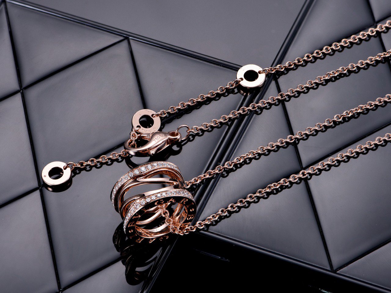 [Stars Jewelry]ZERO 1 PINK GOLD DIAMOND OPEN NECKLACE
