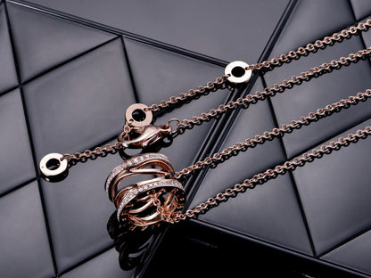 [Stars Jewelry]ZERO 1 PINK GOLD DIAMOND OPEN NECKLACE