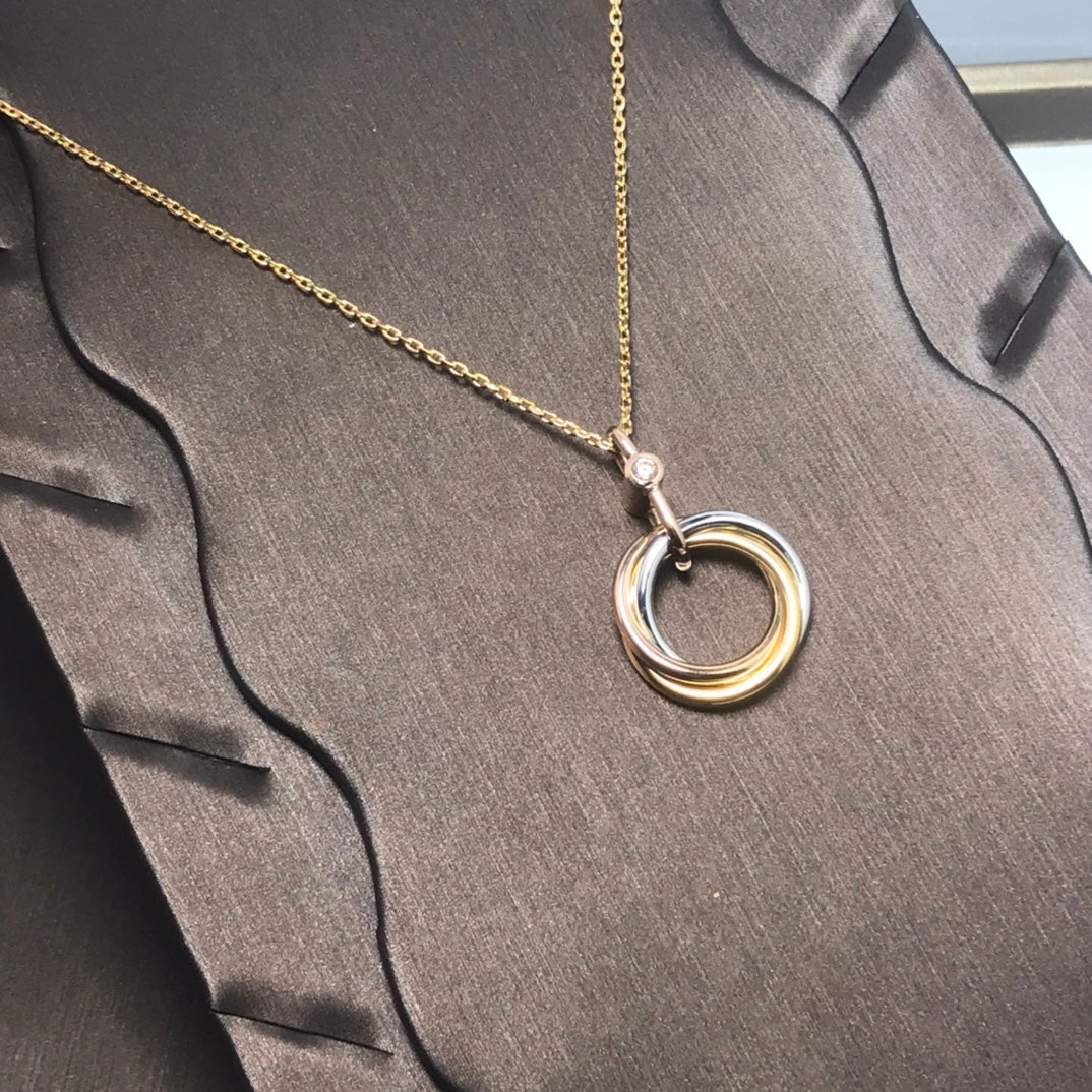 [Stars Jewelry]TRINITY SILVER GOLD PINK GOLD NECKLACE
