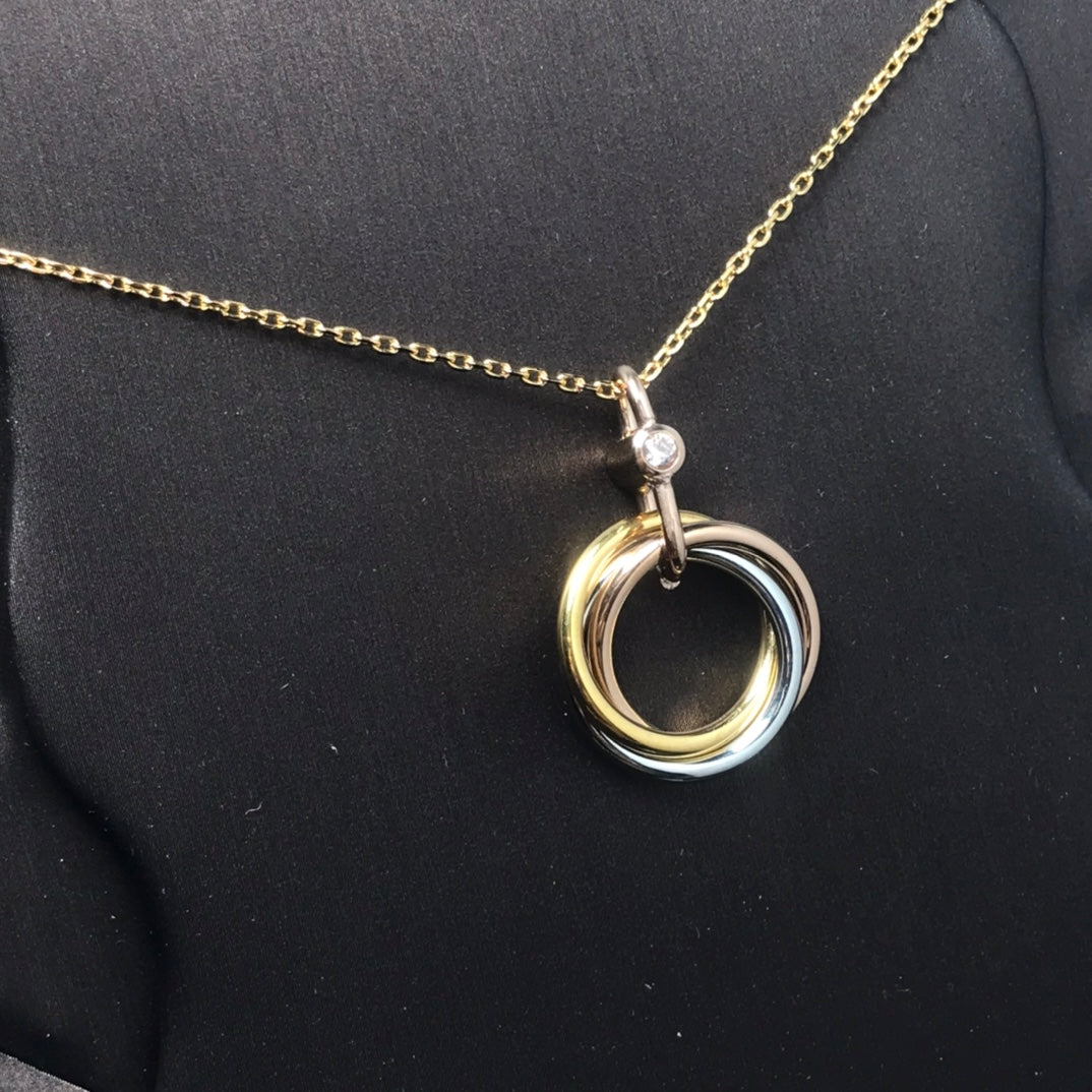 [Stars Jewelry]TRINITY SILVER GOLD PINK GOLD NECKLACE