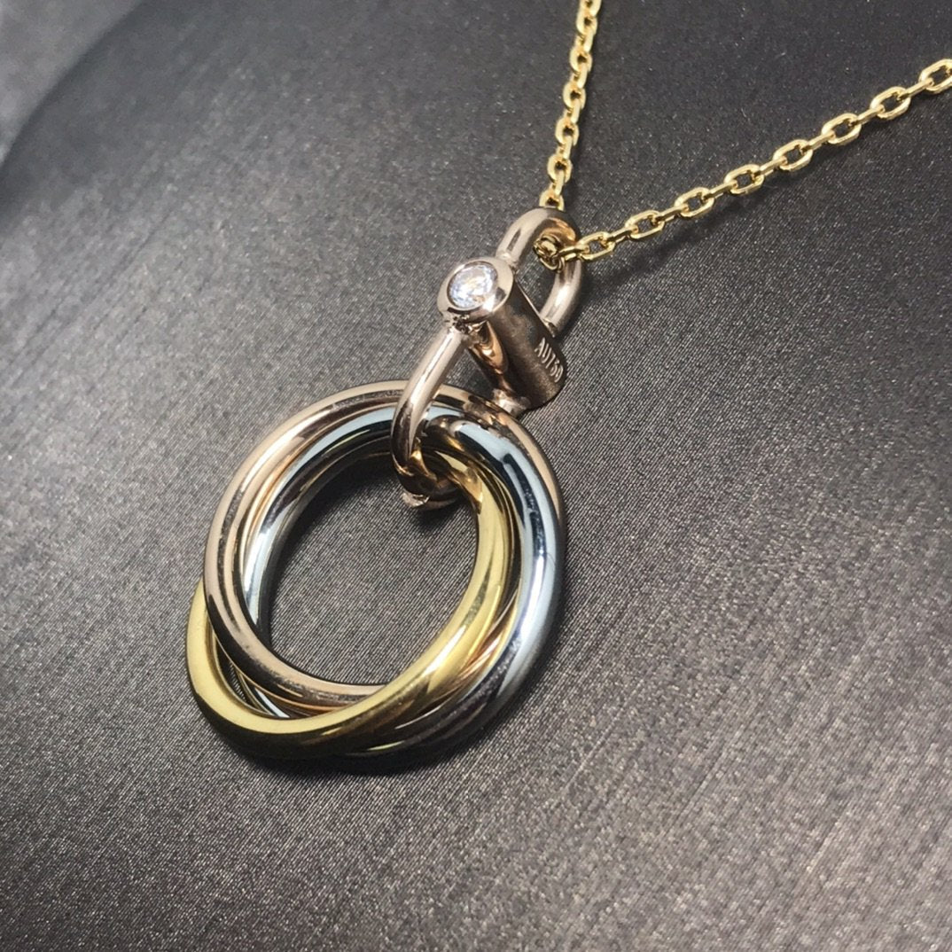 [Stars Jewelry]TRINITY SILVER GOLD PINK GOLD NECKLACE