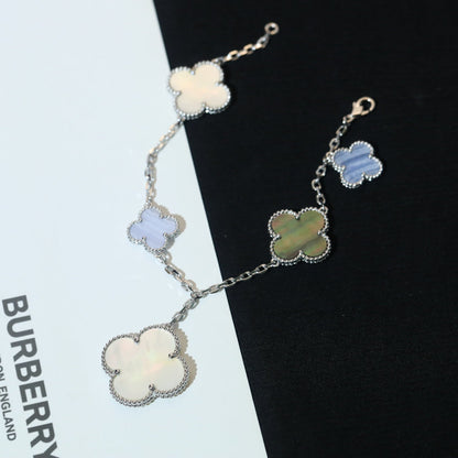 [Stars Jewelry]CLOVER BRACELET 5 MOTIFS MOP CHALCEDONY SILVER