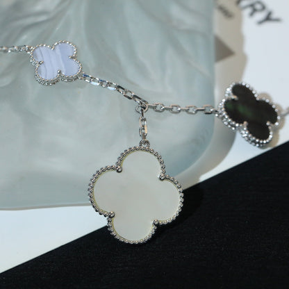 [Stars Jewelry]CLOVER BRACELET 5 MOTIFS MOP CHALCEDONY SILVER