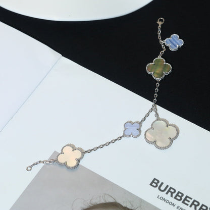 [Stars Jewelry]CLOVER BRACELET 5 MOTIFS MOP CHALCEDONY SILVER