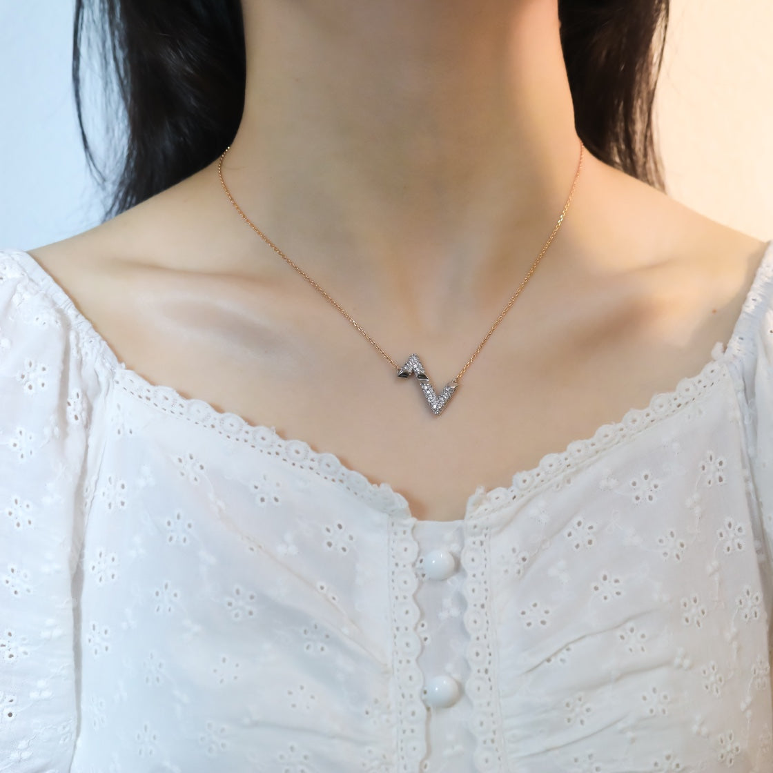 [Stars Jewelry]VOLT SILVER DIAMOND PEDANT NECKLACE