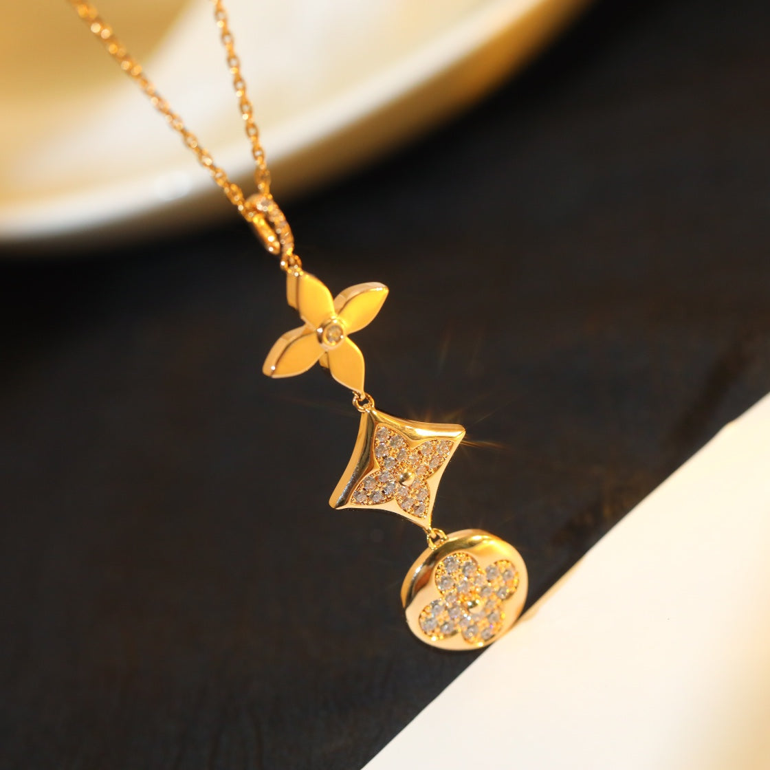 [Stars Jewelry]STAR AND SUN DIAMOND PINK GOLD NECKLACE