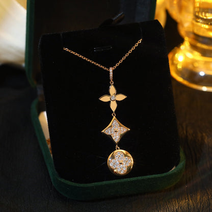 [Stars Jewelry]STAR AND SUN DIAMOND PINK GOLD NECKLACE
