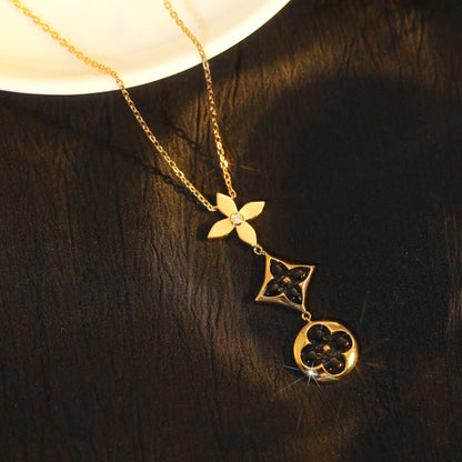 [Stars Jewelry]STAR AND SUN ONYX PINK GOLD NECKLACE