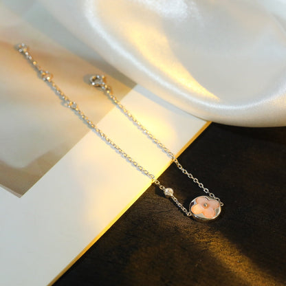 [Stars Jewelry]SUN MOTIF PINK MOP SILVER BRACELET
