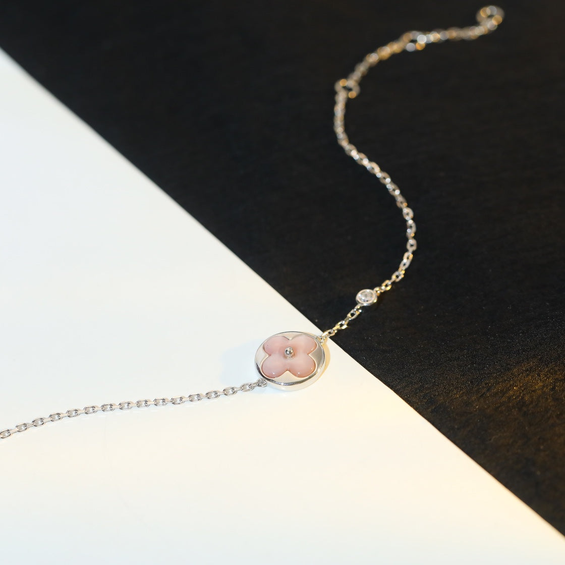 [Stars Jewelry]SUN MOTIF PINK MOP SILVER BRACELET
