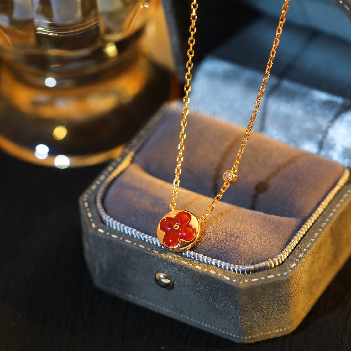 [Stars Jewelry]SUN PEDANT PINK GOLD 1 DIAMOND NECKLACE