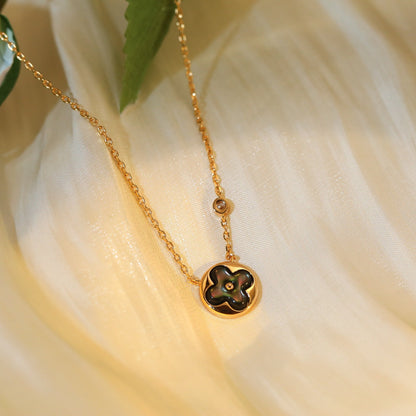 [Stars Jewelry]SUN PEDANT PINK GOLD 1 DIAMOND NECKLACE