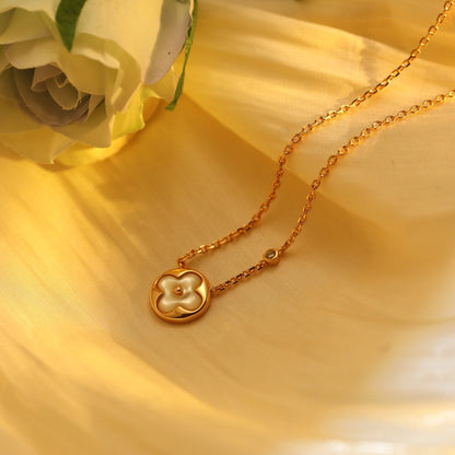 [Stars Jewelry]SUN PEDANT PINK GOLD 1 DIAMOND NECKLACE