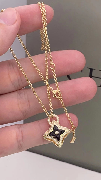 [Stars Jewelry]STAR PEDANT PINK GOLD DIAMOND NECKLACE