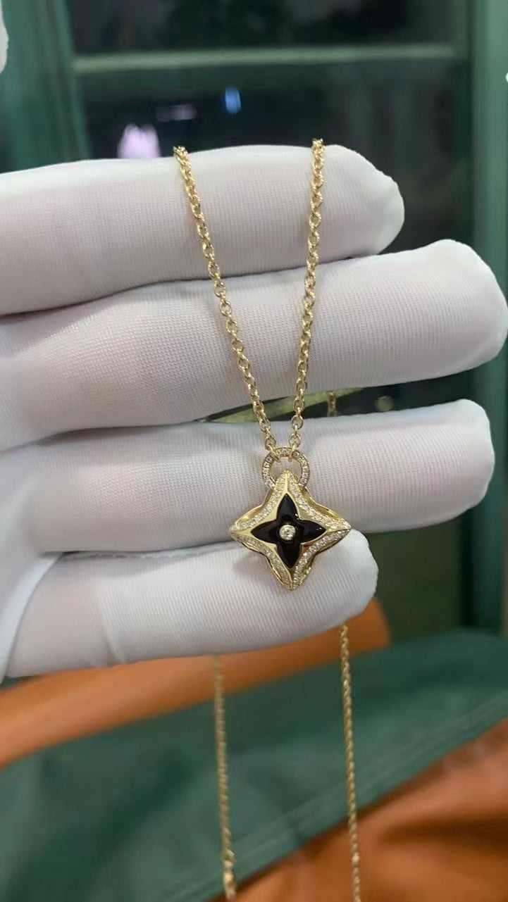 [Stars Jewelry]STAR PEDANT PINK GOLD DIAMOND NECKLACE