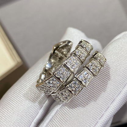 [Stars Jewelry]SERPENTI DOUBLE RING SILVER DIAMOND PAVED