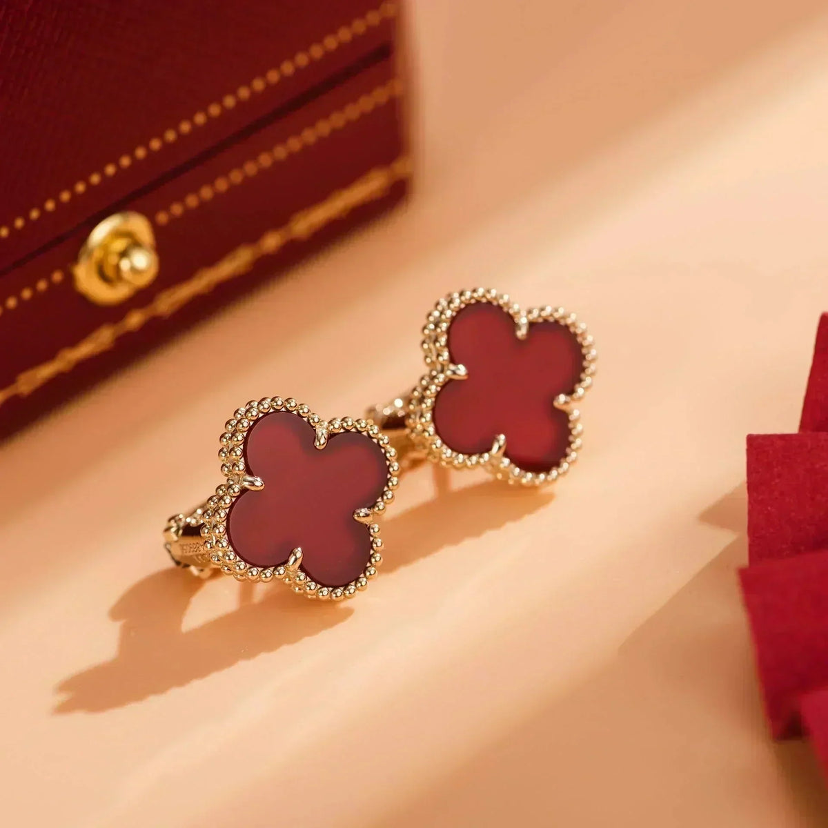 [Stars Jewelry]CLOVER MEDIUM 1 MOTIFS CARNELIAN  EARRINGS
