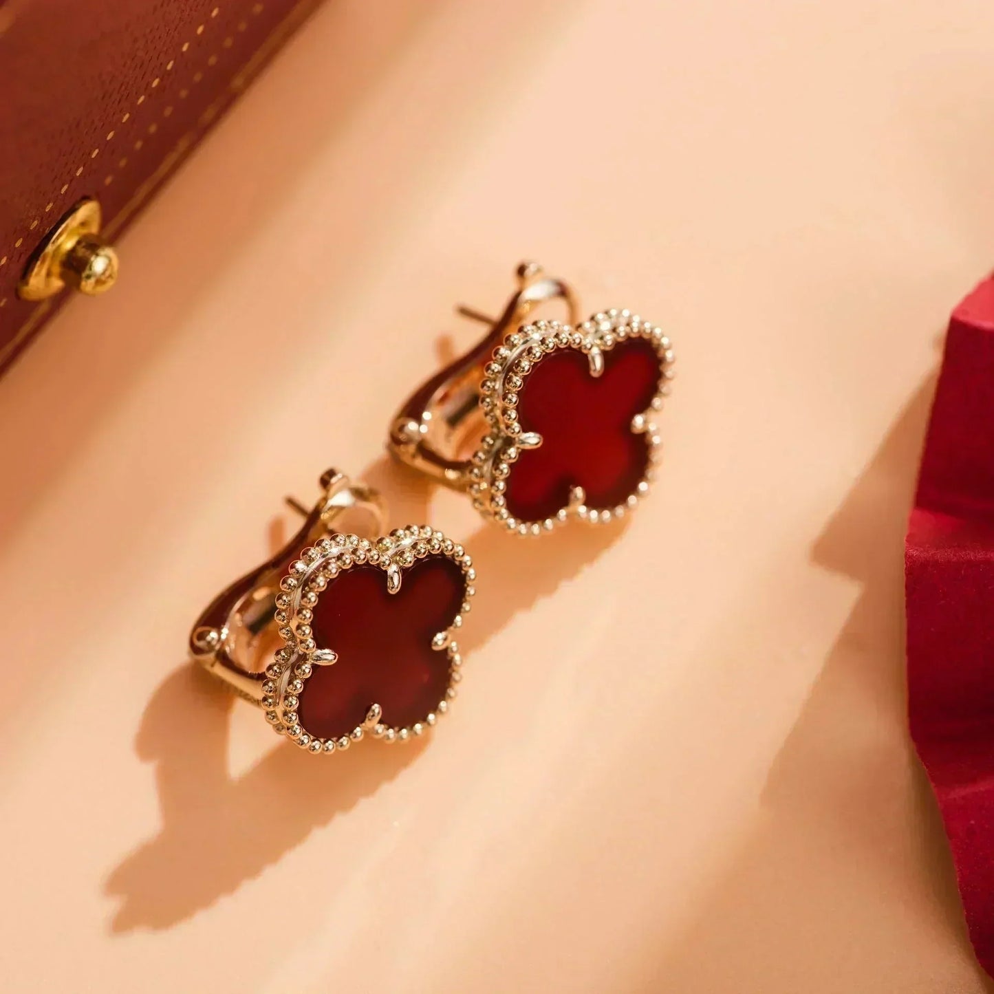 [Stars Jewelry]CLOVER MEDIUM 1 MOTIFS CARNELIAN  EARRINGS
