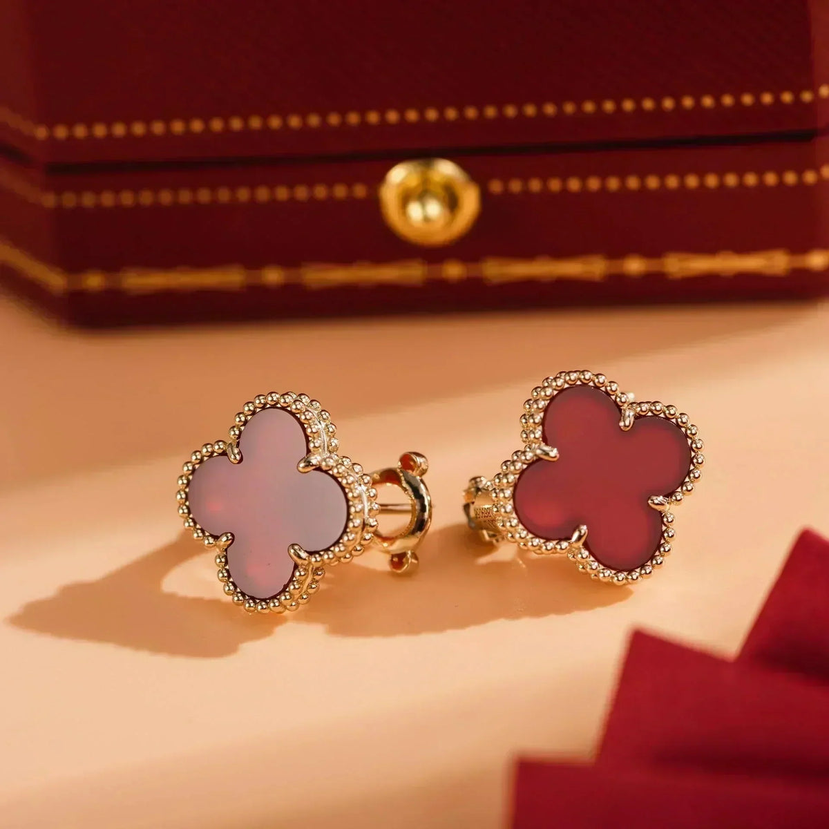 [Stars Jewelry]CLOVER MEDIUM 1 MOTIFS CARNELIAN  EARRINGS