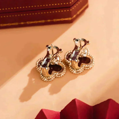 [Stars Jewelry]CLOVER MEDIUM 1 MOTIFS CARNELIAN  EARRINGS