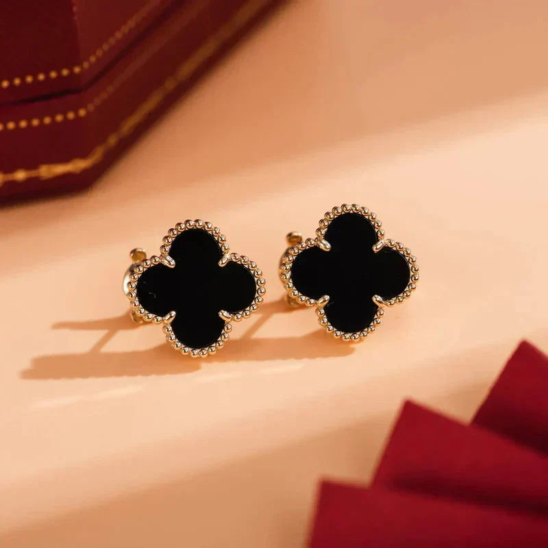 [Stars Jewelry]CLOVER MEDIUM 1 MOTIFS  ONYX STUD EARRINGS