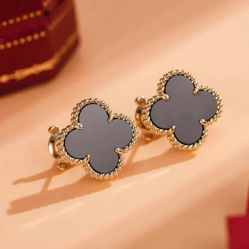 [Stars Jewelry]CLOVER MEDIUM 1 MOTIFS  ONYX STUD EARRINGS