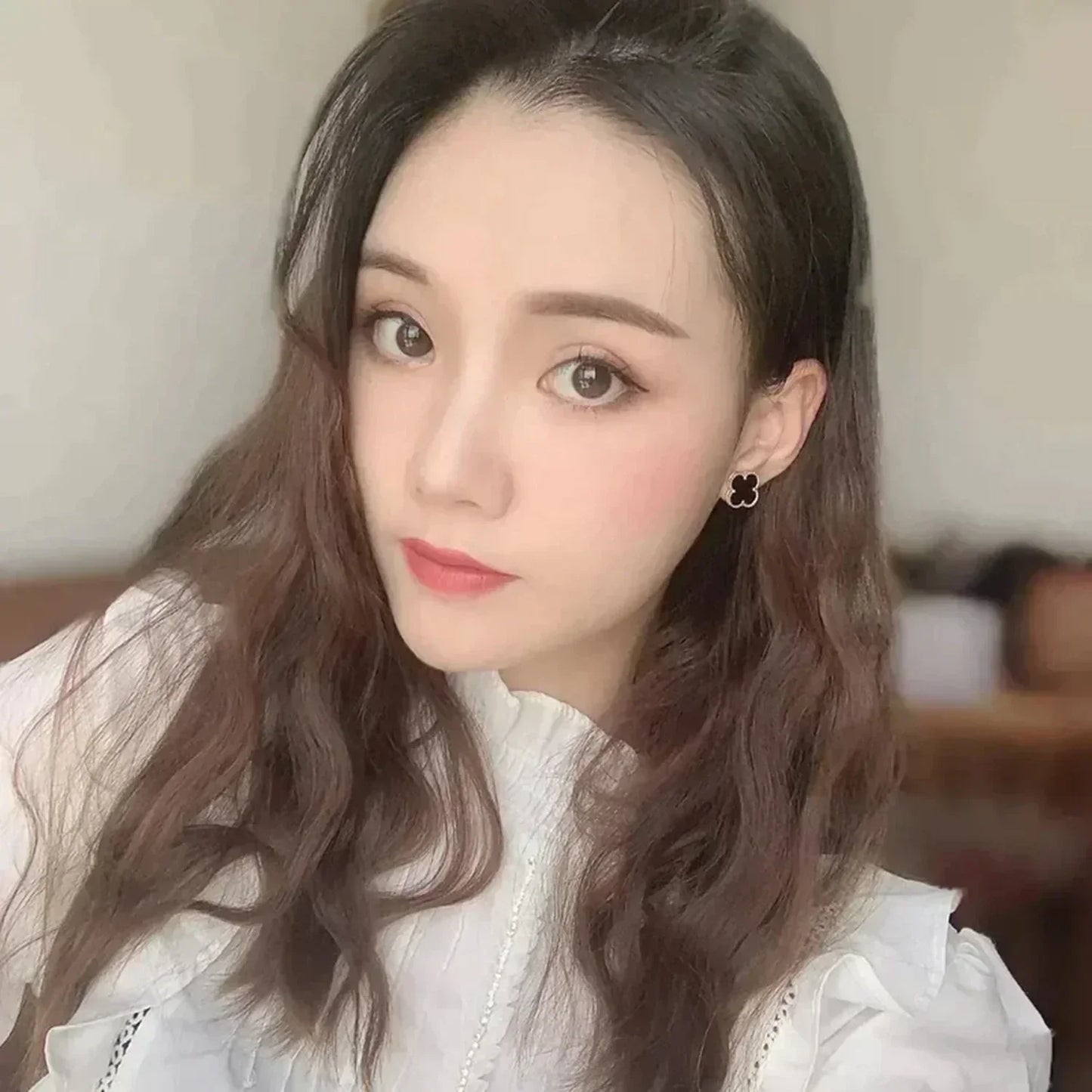 [Stars Jewelry]CLOVER MEDIUM 1 MOTIFS  ONYX STUD EARRINGS