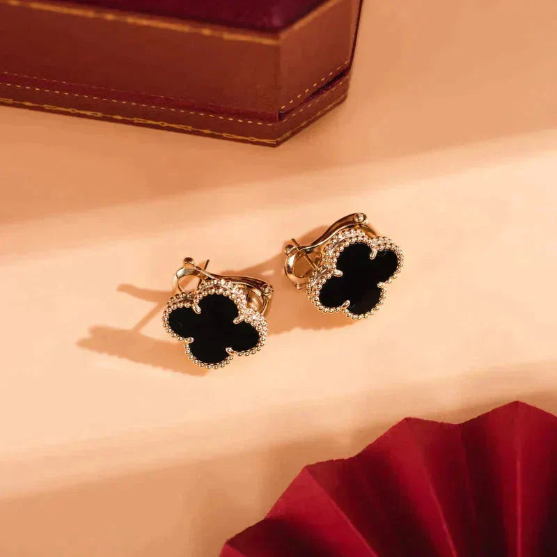 [Stars Jewelry]CLOVER MEDIUM 1 MOTIFS  ONYX STUD EARRINGS