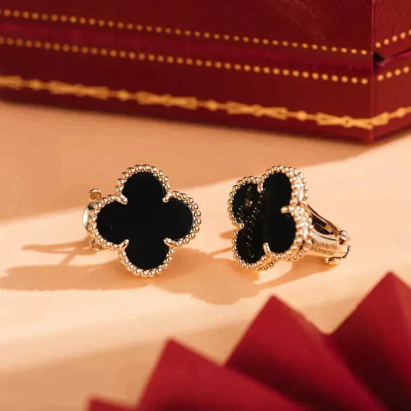 [Stars Jewelry]CLOVER MEDIUM 1 MOTIFS  ONYX STUD EARRINGS