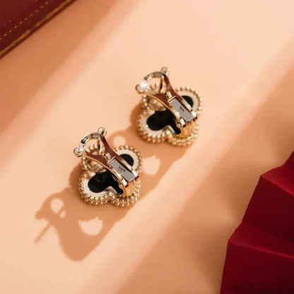 [Stars Jewelry]CLOVER MEDIUM 1 MOTIFS  ONYX STUD EARRINGS