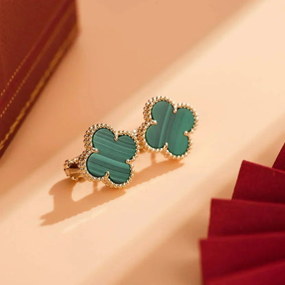 [Stars Jewelry]CLOVER MEDIUM 1 MOTIFS MALACHITE  EARRINGS
