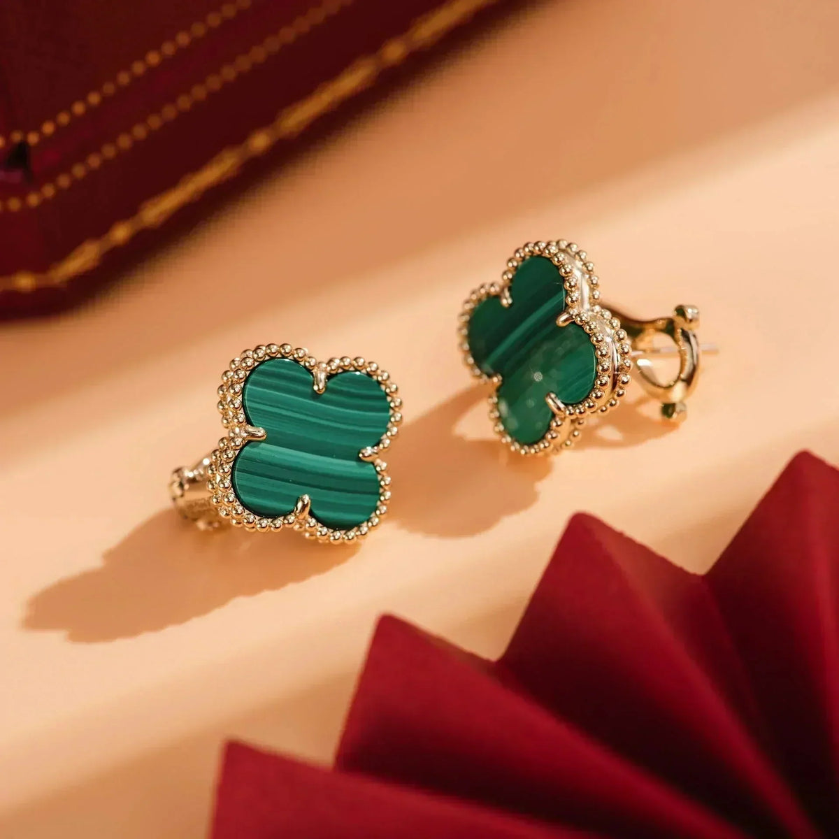 [Stars Jewelry]CLOVER MEDIUM 1 MOTIFS MALACHITE  EARRINGS