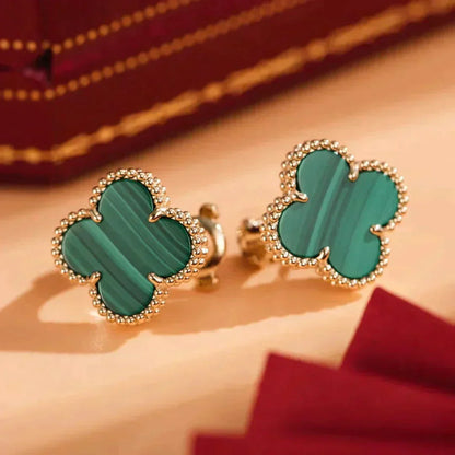[Stars Jewelry]CLOVER MEDIUM 1 MOTIFS MALACHITE  EARRINGS