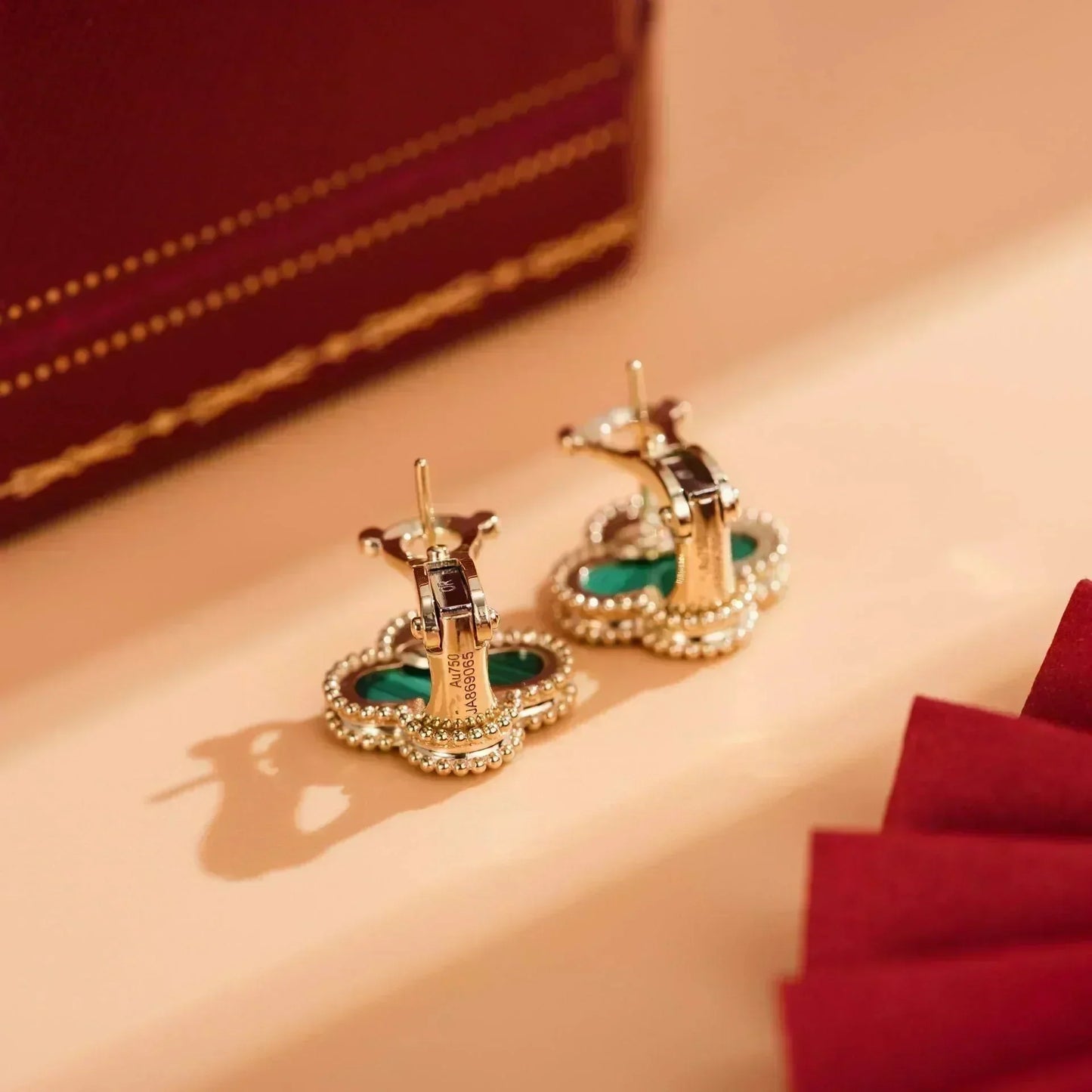 [Stars Jewelry]CLOVER MEDIUM 1 MOTIFS MALACHITE  EARRINGS