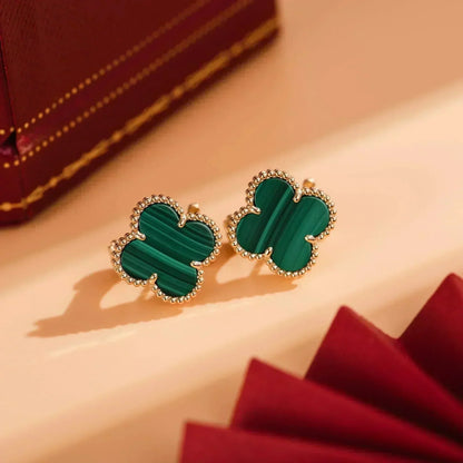 [Stars Jewelry]CLOVER MEDIUM 1 MOTIFS MALACHITE  EARRINGS